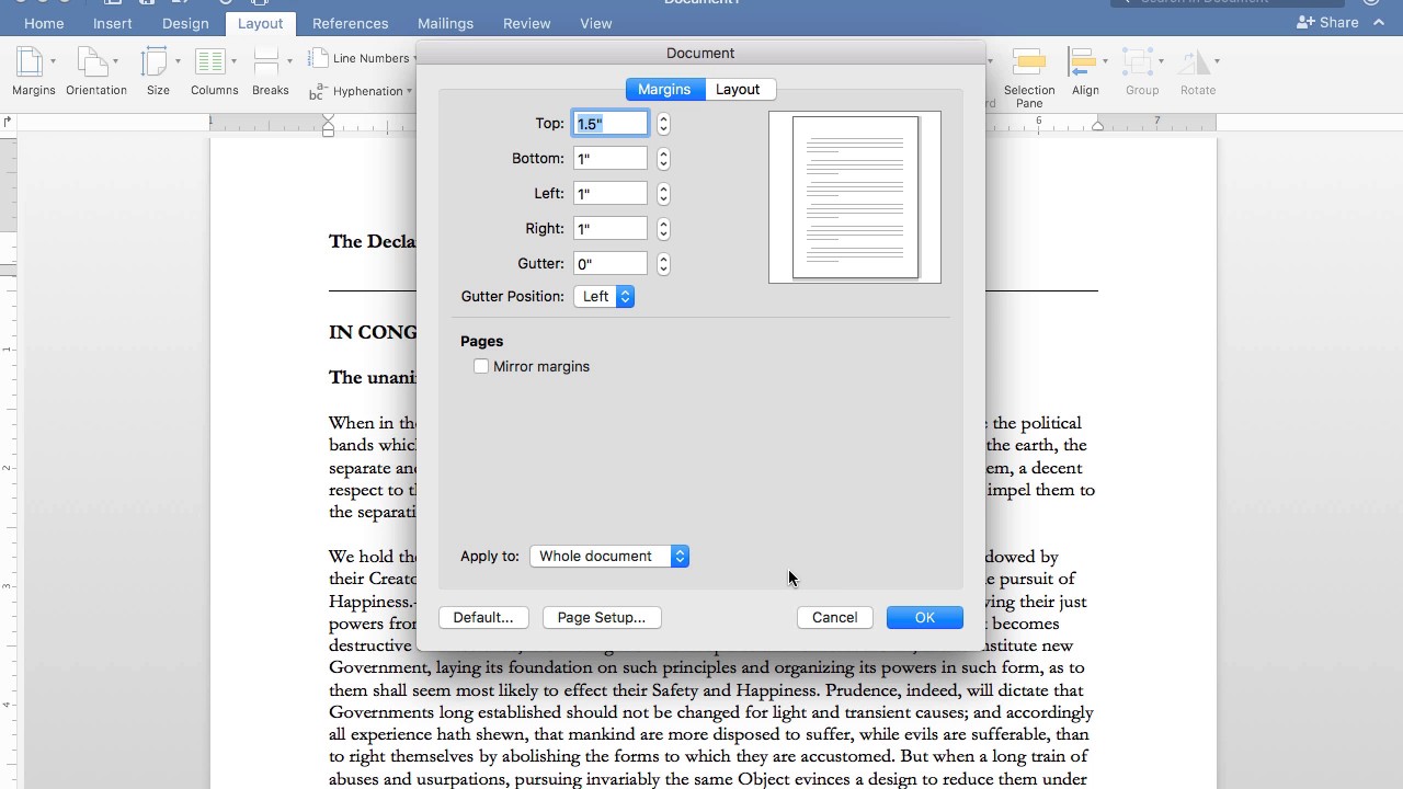 markup a word document in ms word for mac version 16.5